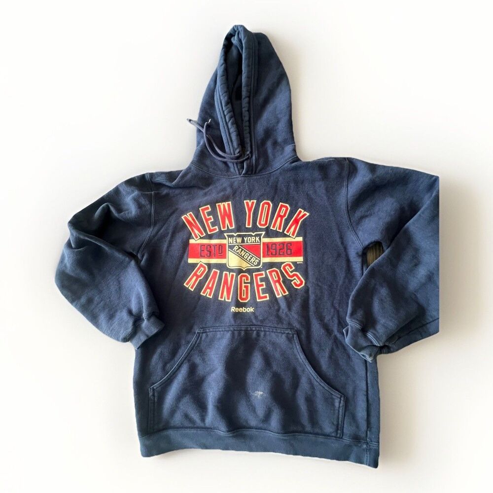 NHL New York Rangers Men's Long Sleeve Hooded Sweatshirt SMALL  Reebok